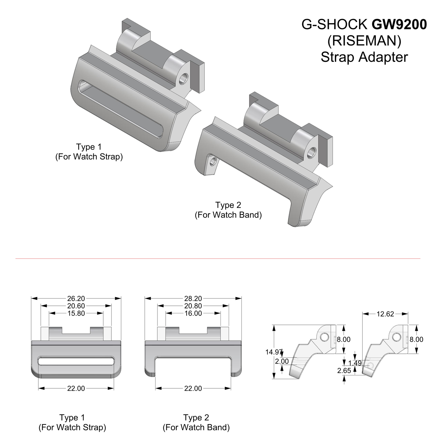 Tough Resin Watch Adapter For G-Shock GW9100 GULFMAN Digital Watches
