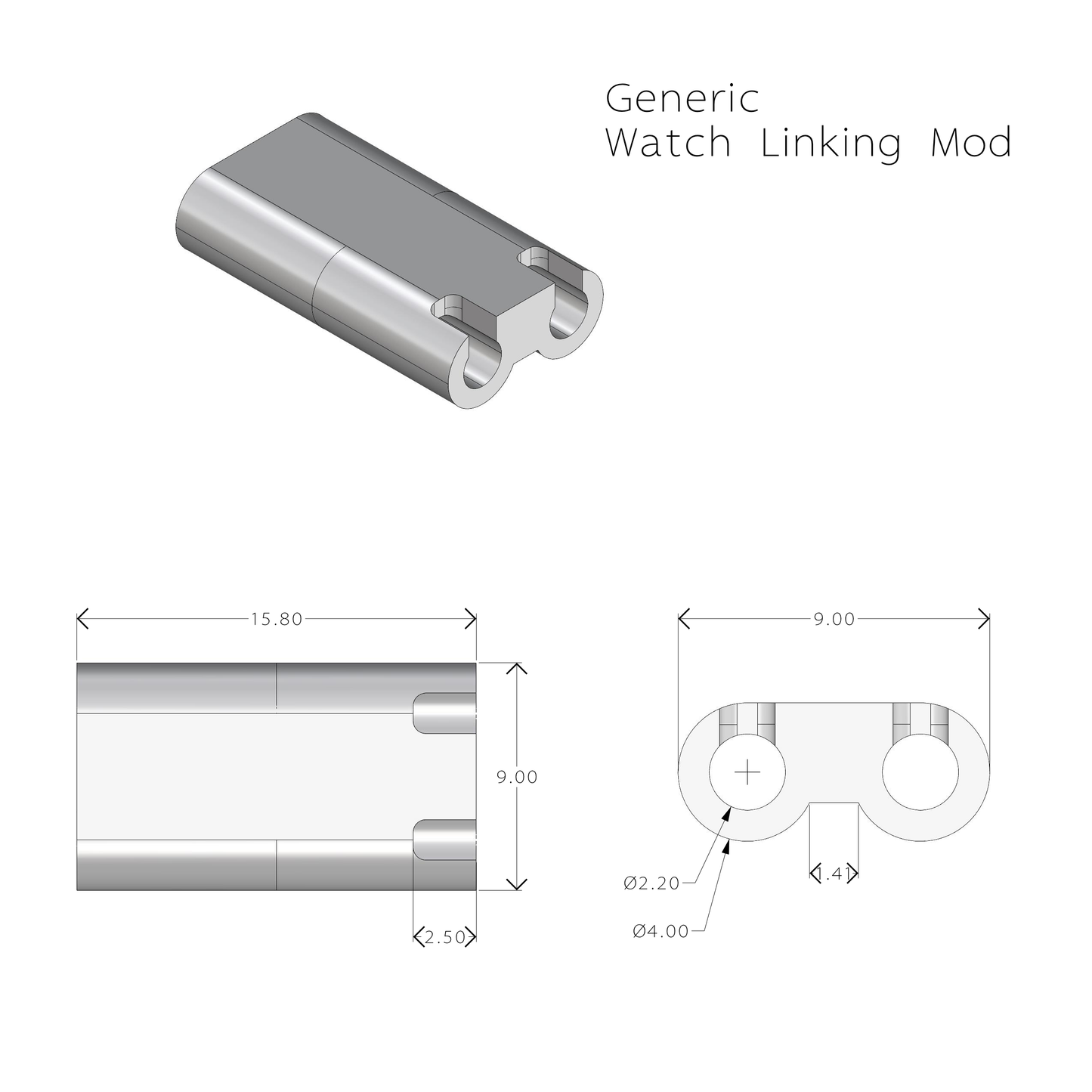 3D printed Generic Watch Link Bar. Made on Demand. Modification to suit your watches.