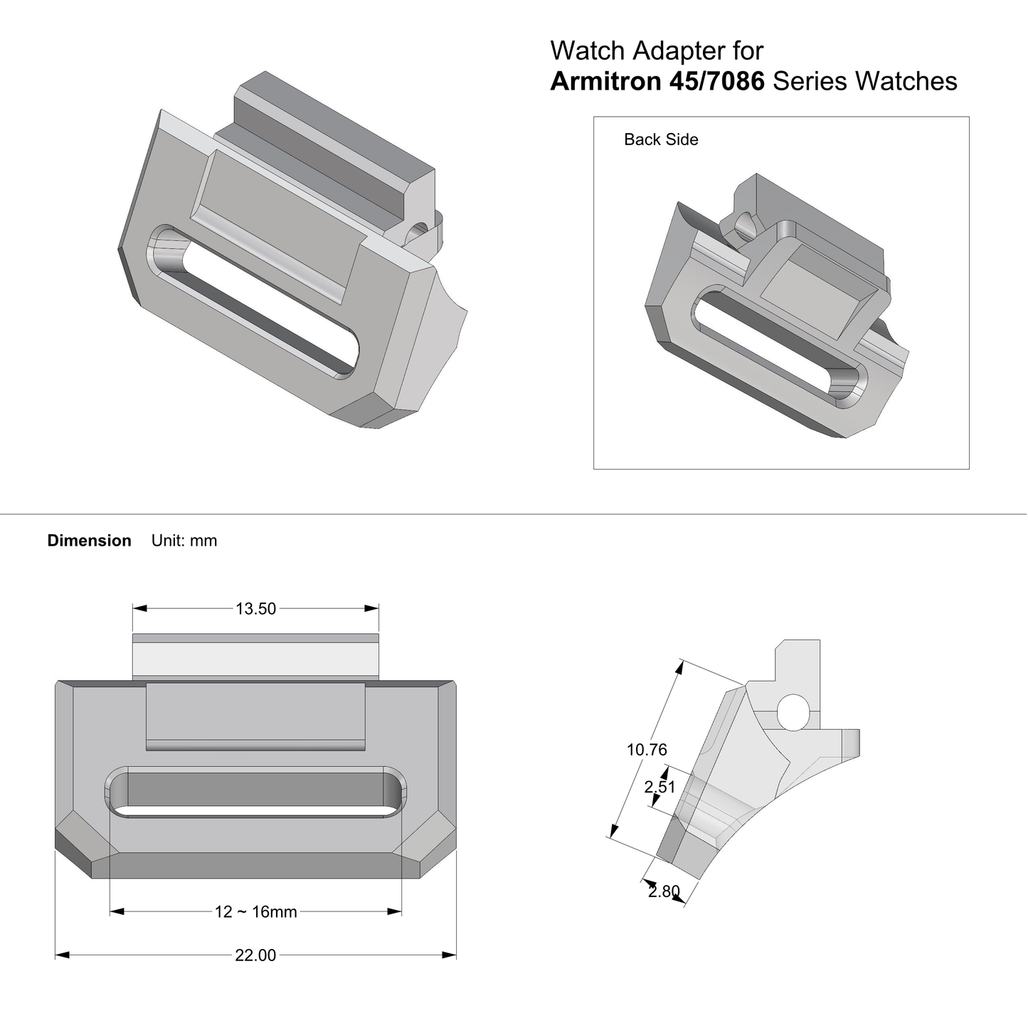 Watch Adapter For Armitron 45/7086 Women's Ditgital Sport Watch