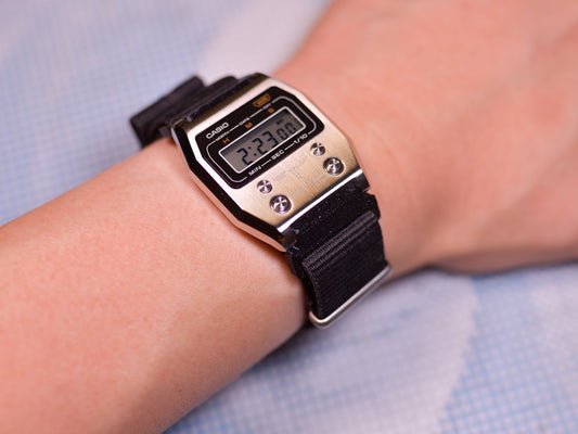 Casio AD1100D on wrist with black strap