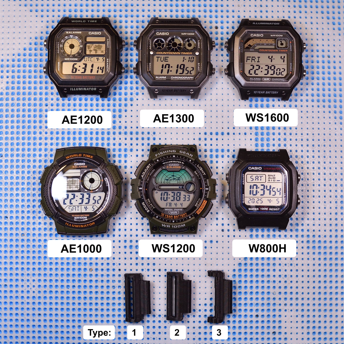 PLA Strap & Band Adapter For CASIO AE1000, AE1200, W-800, W218, WS-1600 And Similar Models, Multiple Color Available