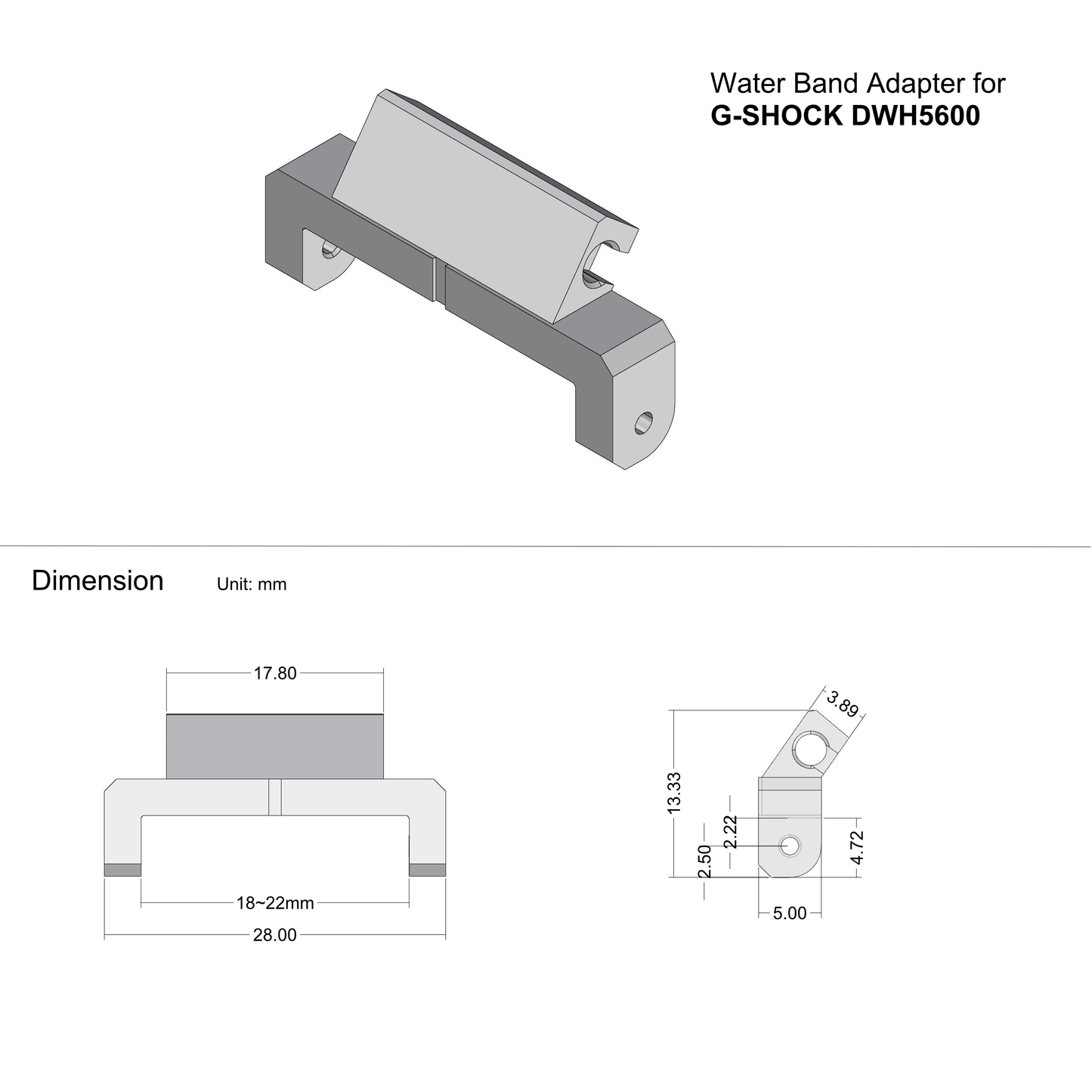 Watch Band Adapter for G-SHOCK DW-H5600 Series Watch-Multiple Colors Available!