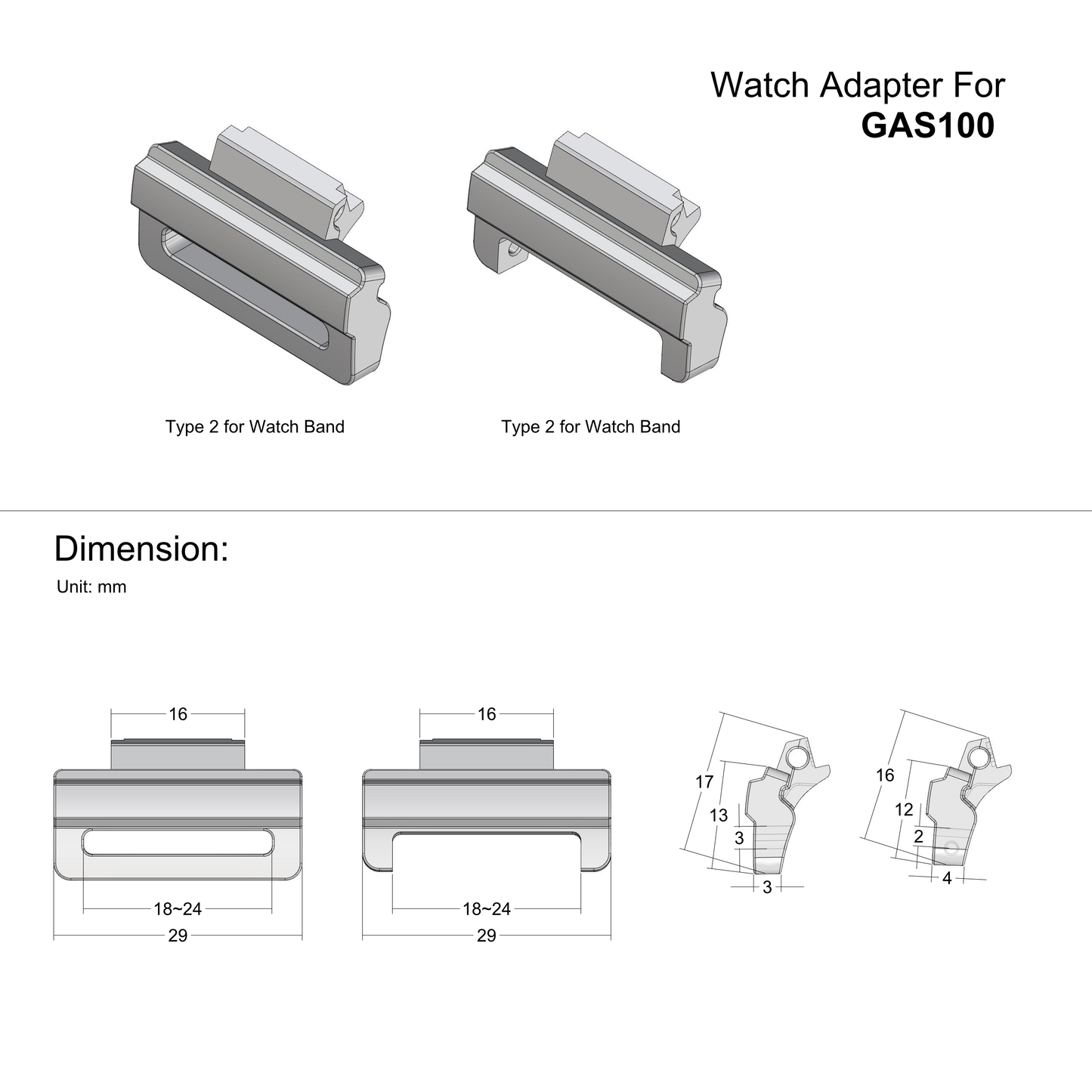 Tough Resin Watch Adapter For G-Shock GAS100 & GAW100 Series