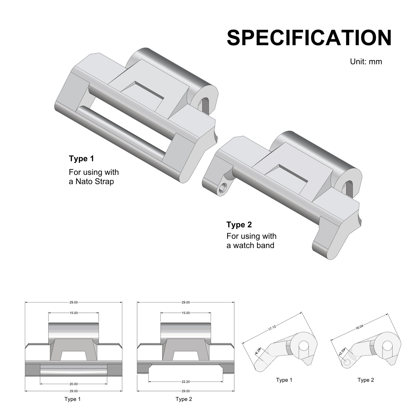 PLA Strap & Band Adapter For GD-350 Series. Multiple Color Available