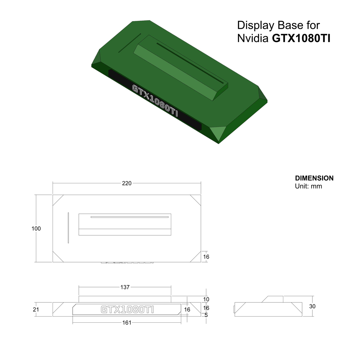 GPU Display Base For Nvidia GTX1080TI