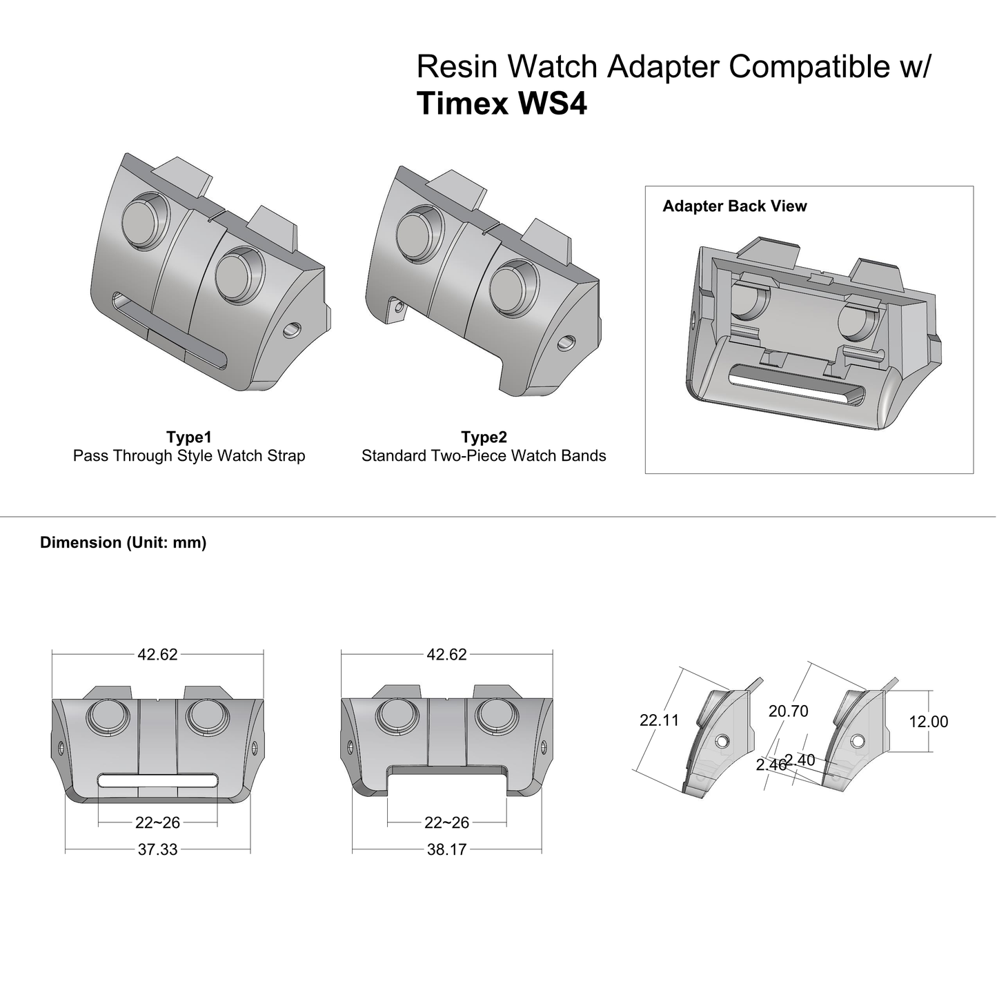 Watch Strap Adapter Compatible with Timex Expedition WS4