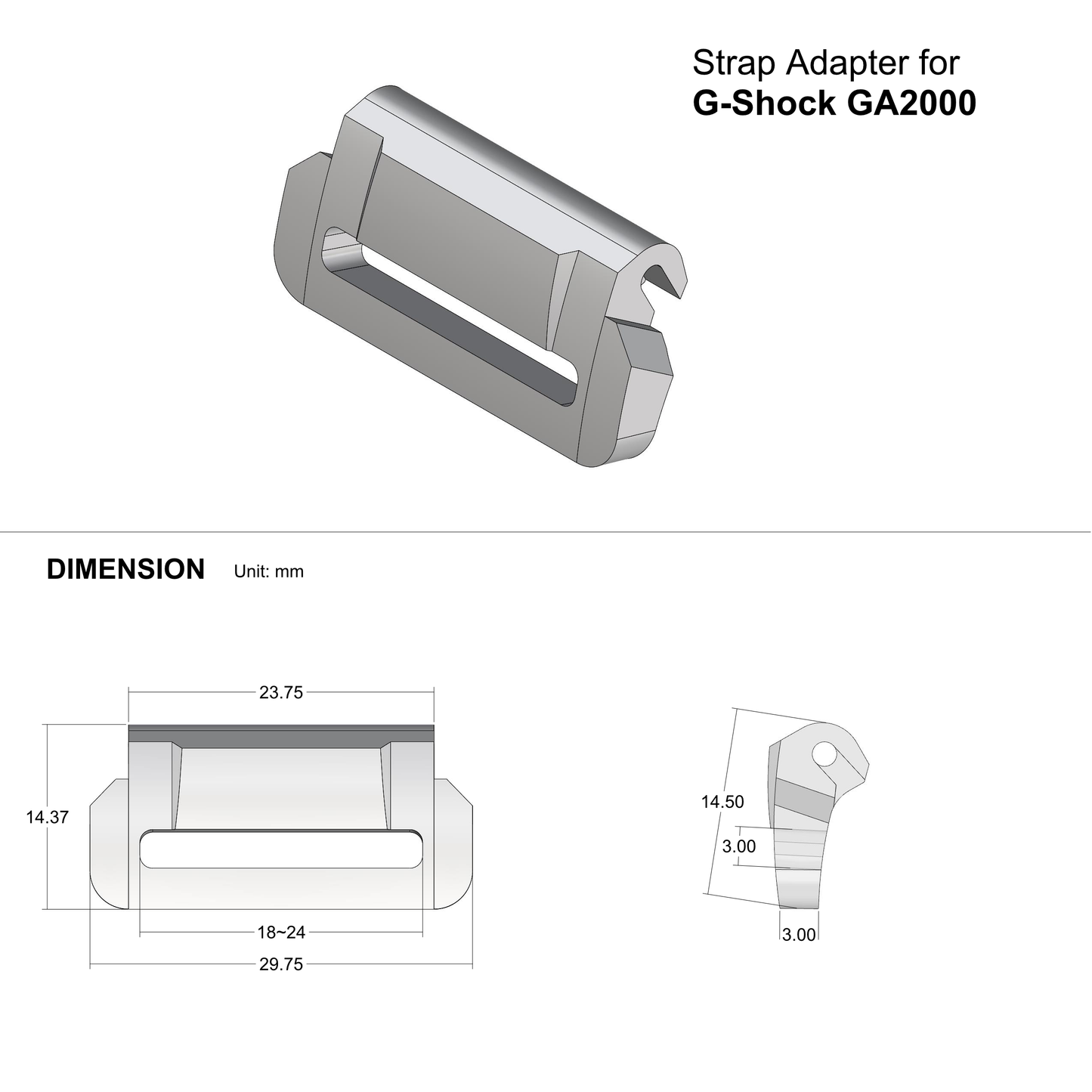 Watch Strap Adapter for G-SHOCK GA2000 Series Watch-Multiple Colors Available!