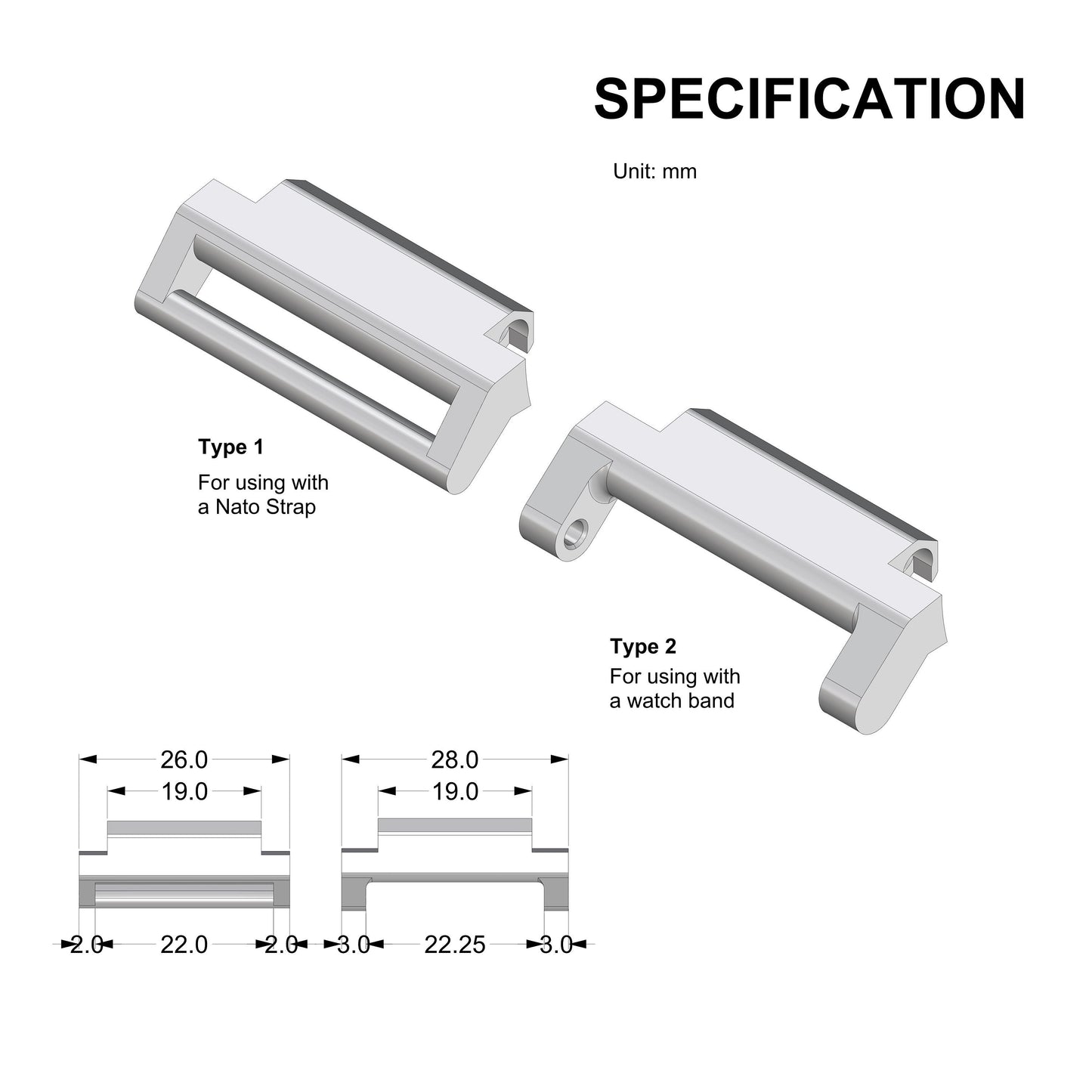 Strap and Band Adapter for Casio CA-53W