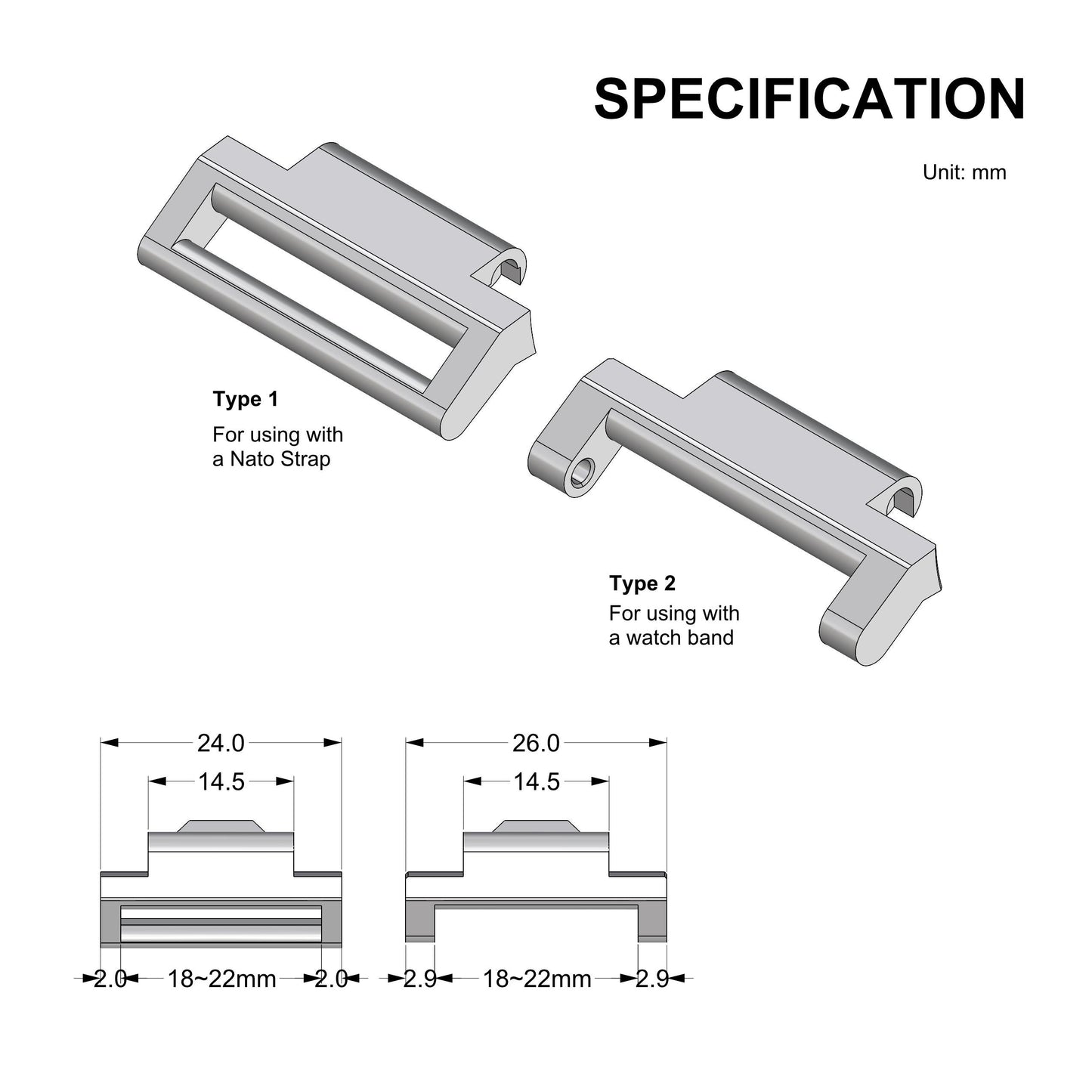 PLA Straps and Watch Bands Adapter for MW600