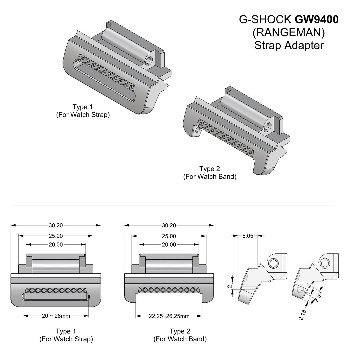 Tough Resin Strap & Band Adapter For G-Shock RANGEMAN GW9400 series