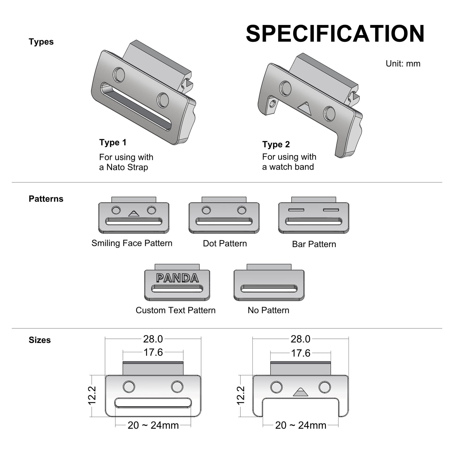 Tough Resin Strap or Band Adapter For W736H, WS1500, HDC700, DW291H, AE1500, TRT-110H And Similar Models,