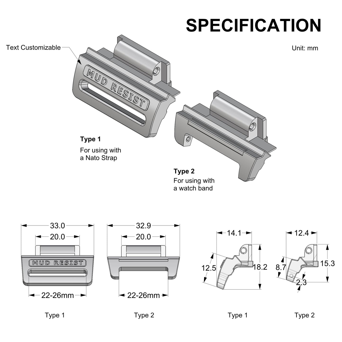 Strap & Band Adapter For G-Shock Digital GXW GX-56 series