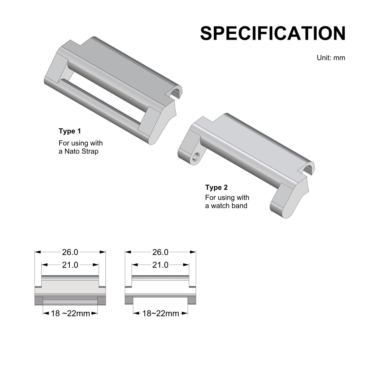 Strap & Band Adapter for Casio Databank Watch DBC610, DBC611, DBC32