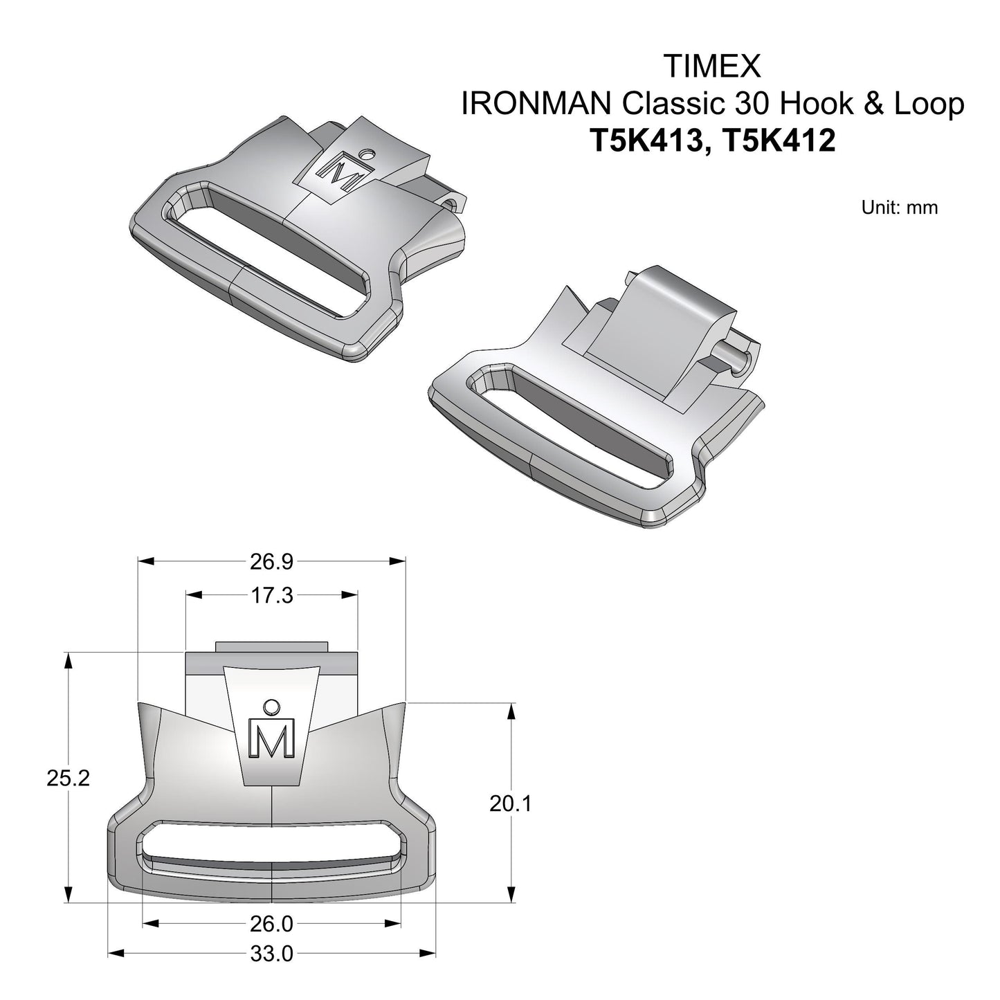 Straps Adapter For Timex Ironman Classic 30 Oversized T5K413