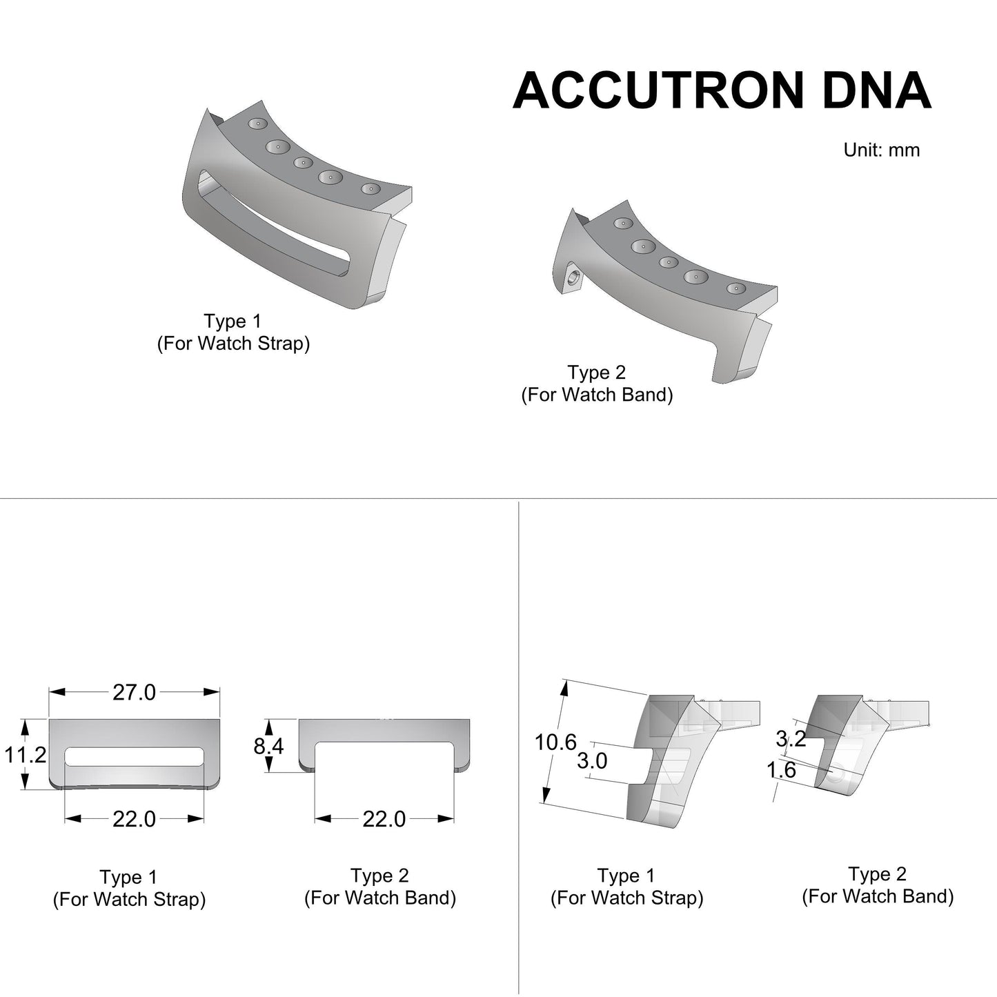 Strap and Band adapter for Accutron DNA watch