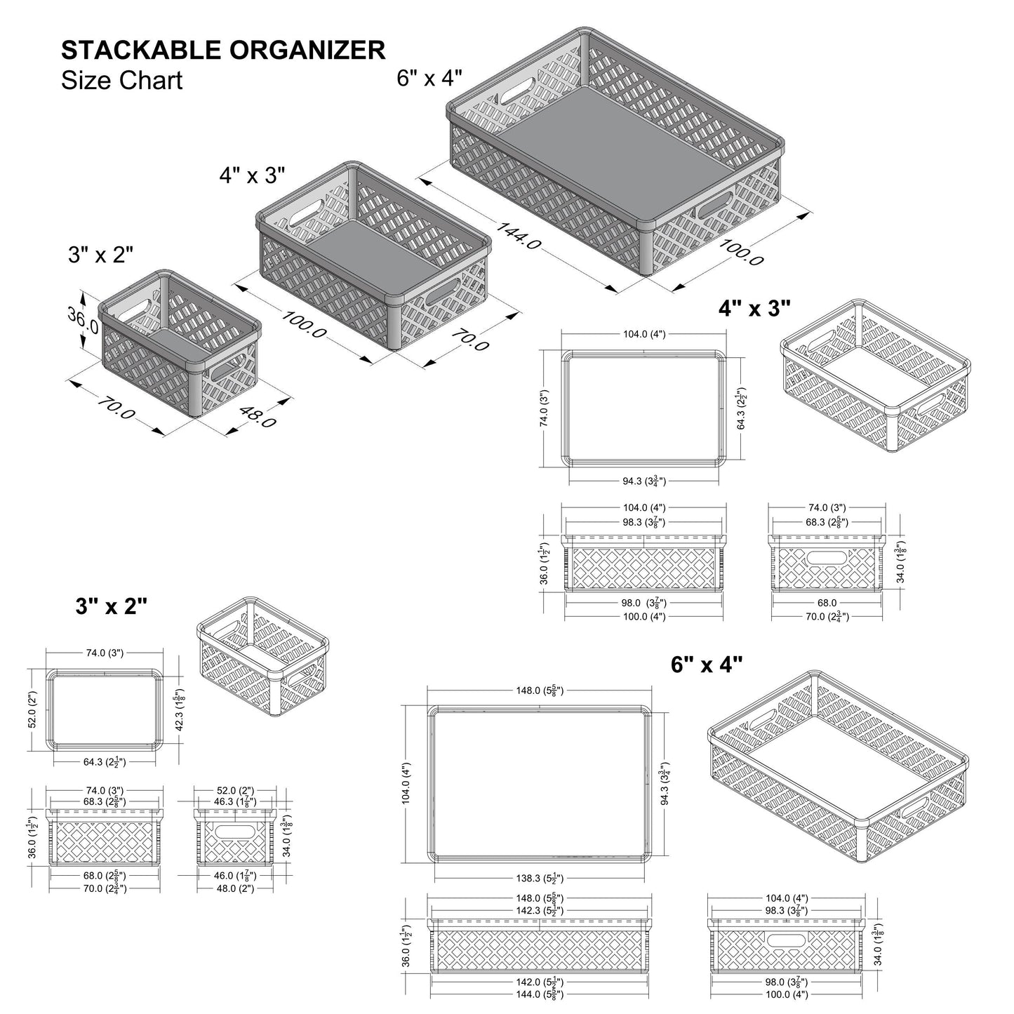 3D Printed Stackable Organizer. Multiple Color Print available