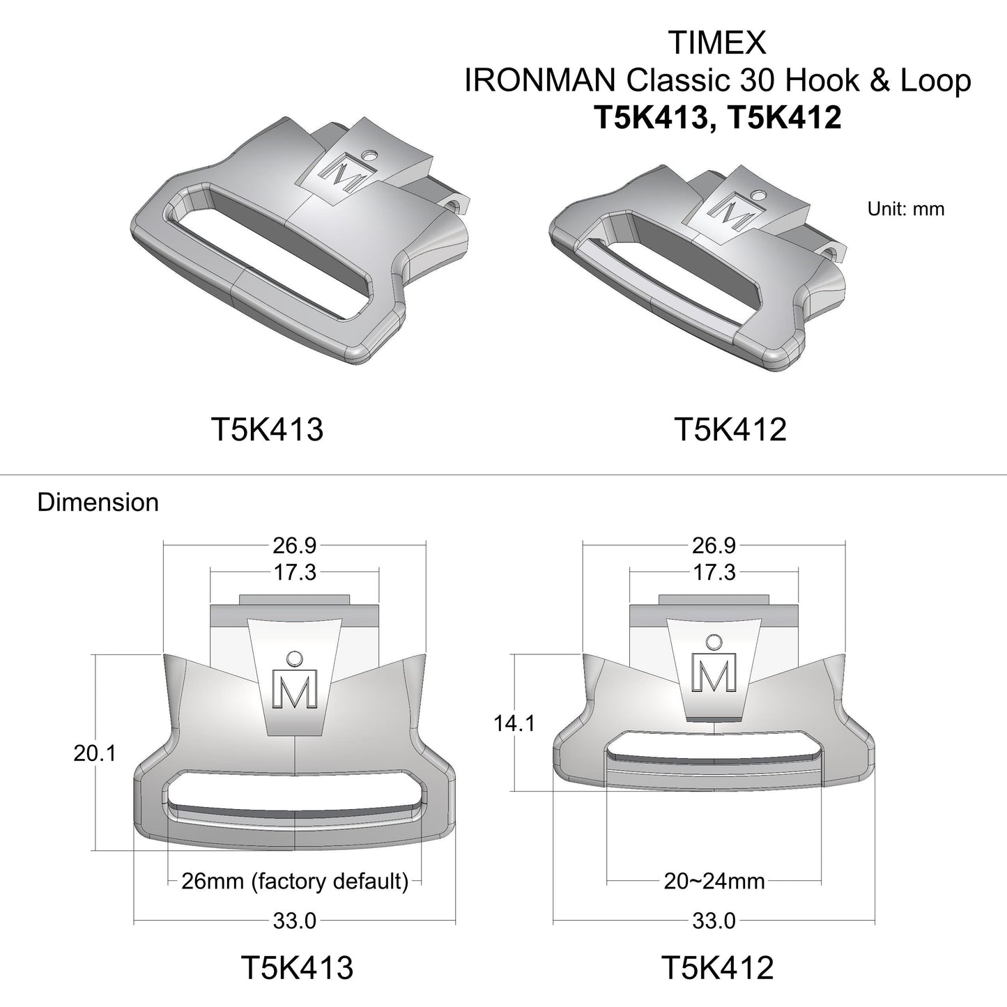 Straps Adapter For Timex Ironman Classic 30 Oversized T5K412