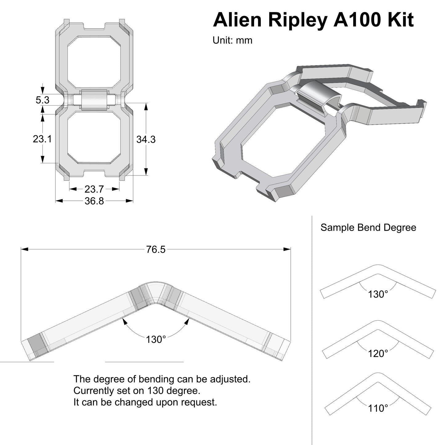 3D Printed Mounting Kit For A100 with Multiple Color Available.