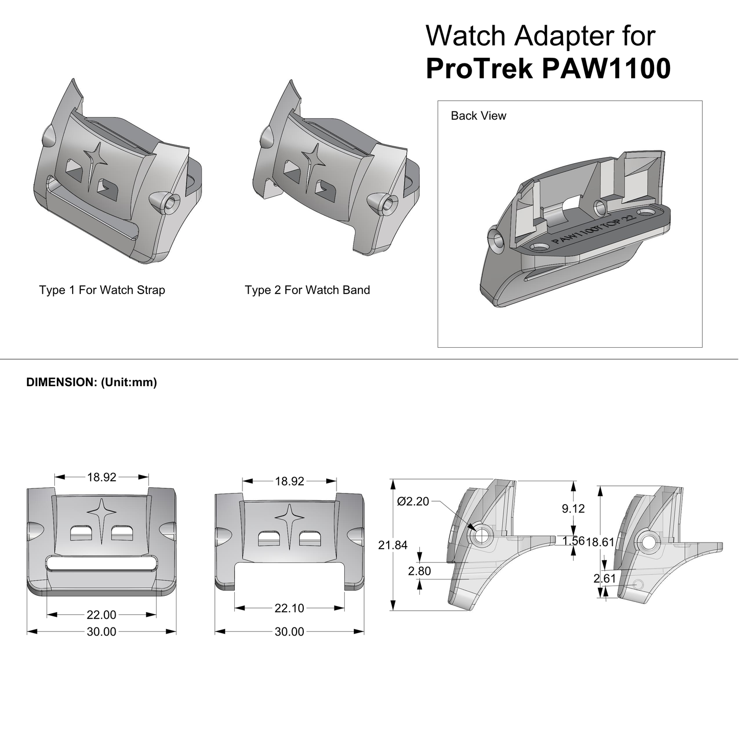 Tough Resin Adapter For ProTrek PAW1100T or PAG80